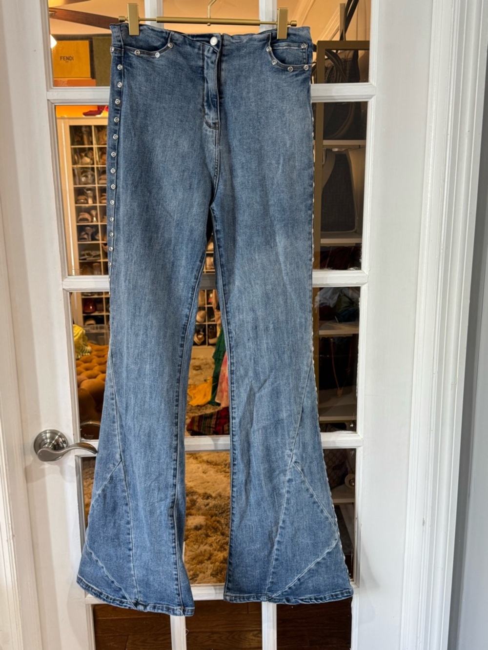 I.AM.GIA Light Blue Stud-Trim Flare Jeans - Picture 9 of 9